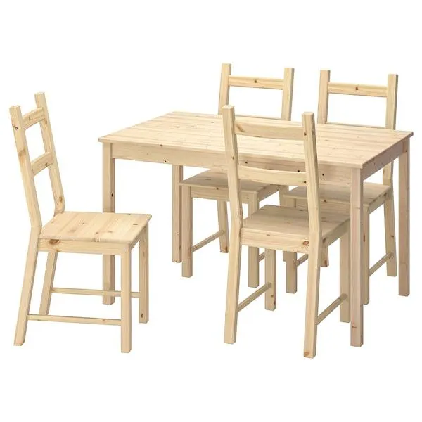 Table and 4 chairs, pine,