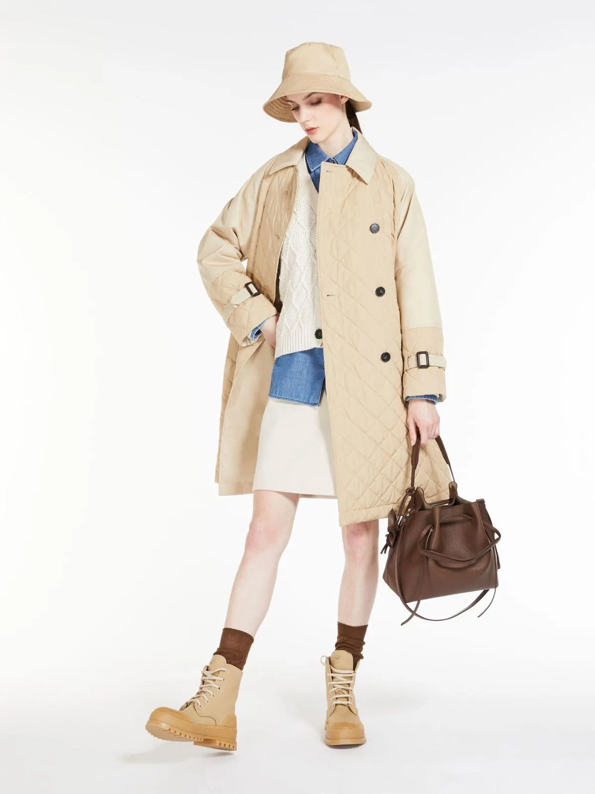Water-resistant fabric trench coat