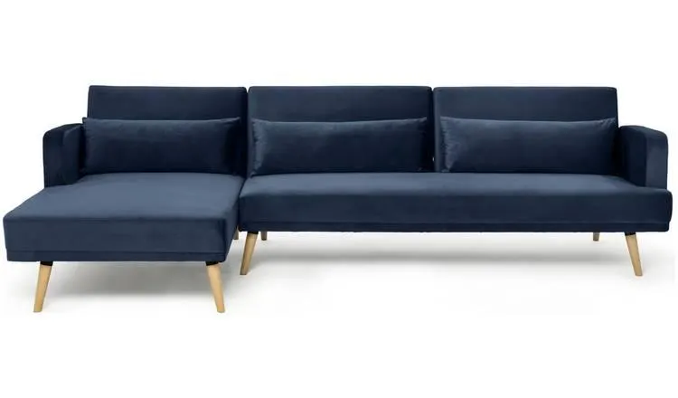 Habitat Andy Velvet Left Hand Corner Sofa Bed - Navy