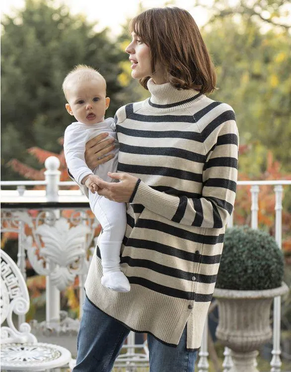 Cotton Roll Neck Maternity & Nursing Tunic