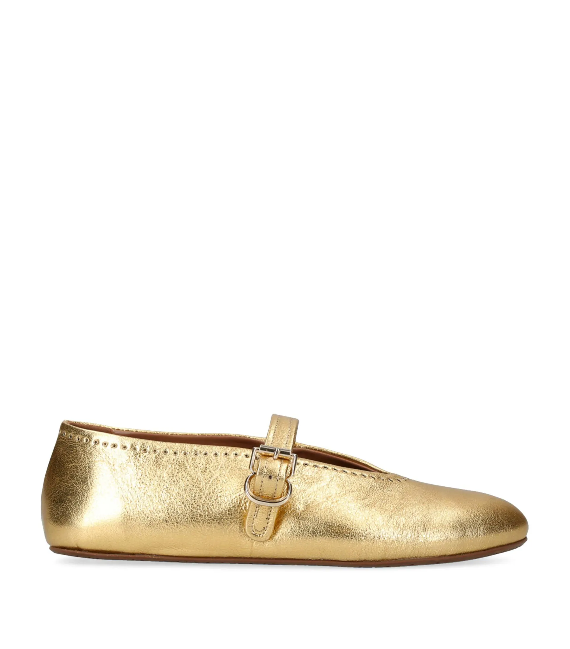 Metallic Strap Ballet Flats
