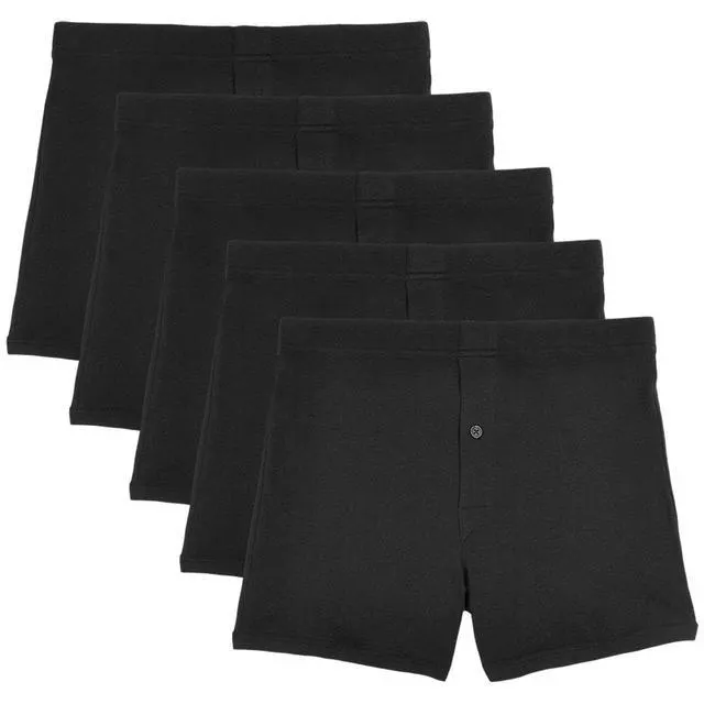 M&S Men's Collection Pure Cotton Trunks 5 Pack, Black