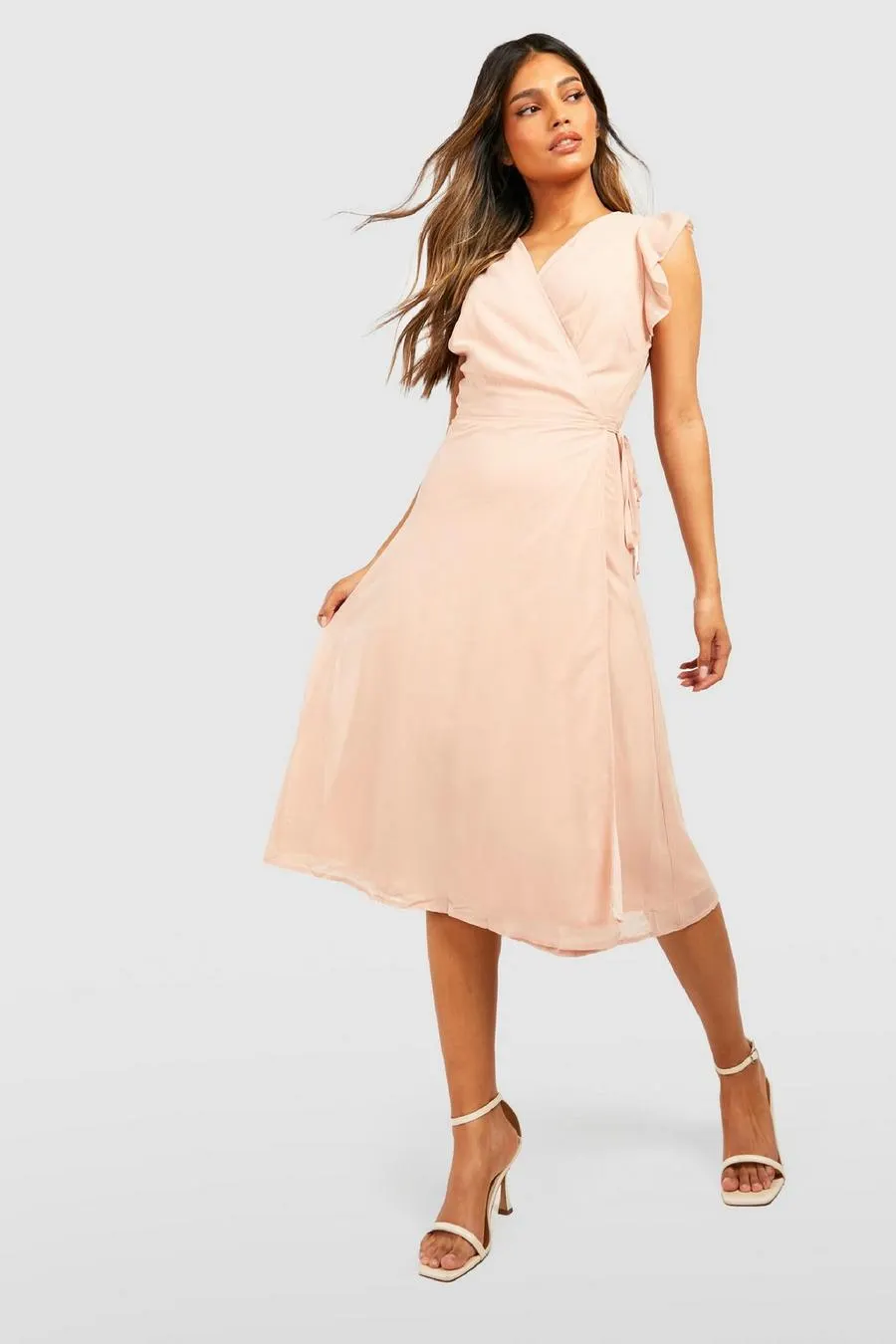Chiffon Ruffle Skater Wrap Bridesmaid Dress