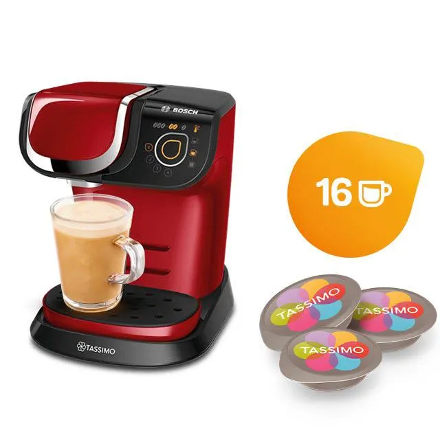 My Way Red Coffee Machine Includes Coffee Capsules