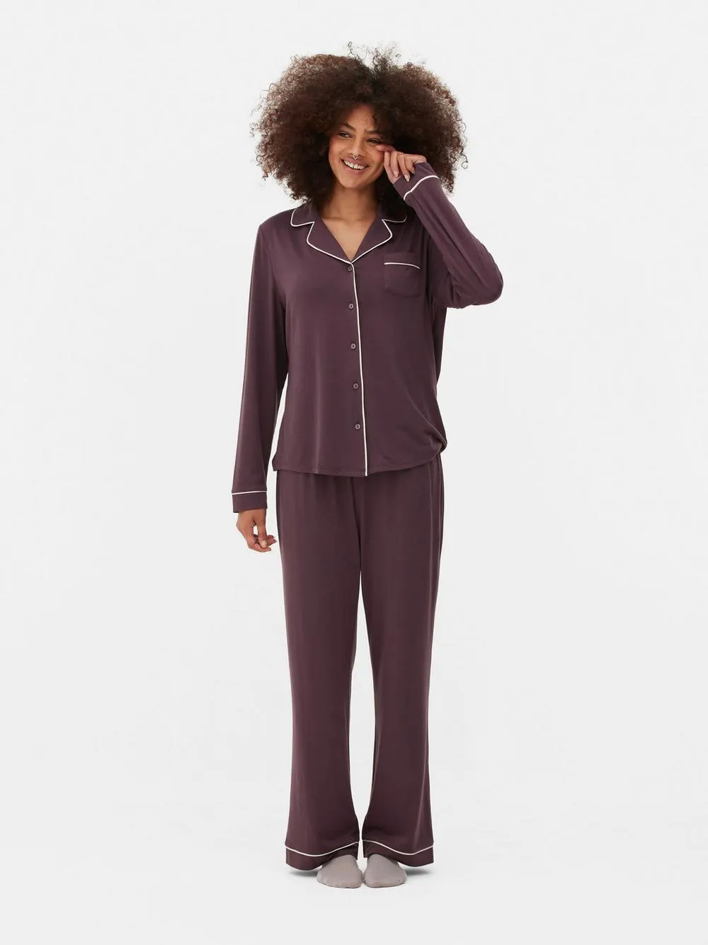 Jersey Long Sleeve Boyfriend Pyjama Set