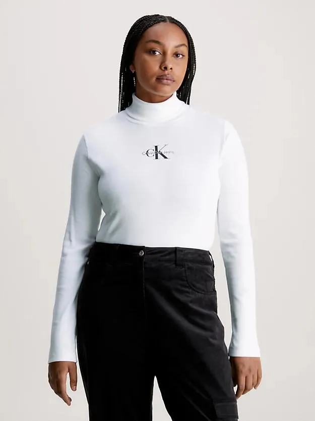 Monogram Ribbed Roll Neck Top