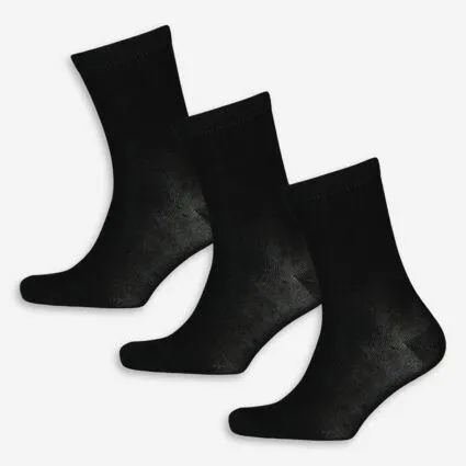 Three Pack Black Bamboo Socks