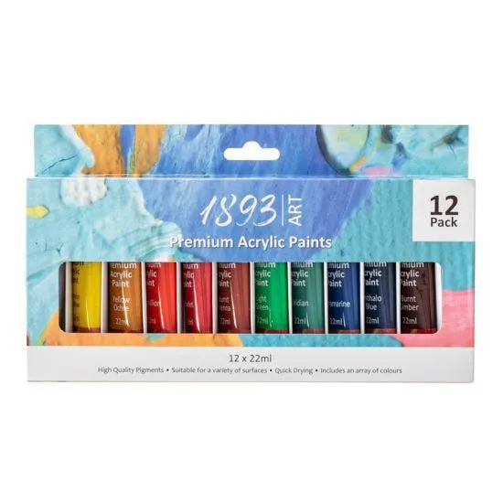 1893 Art Premium Acrylic Paints Pack of 12