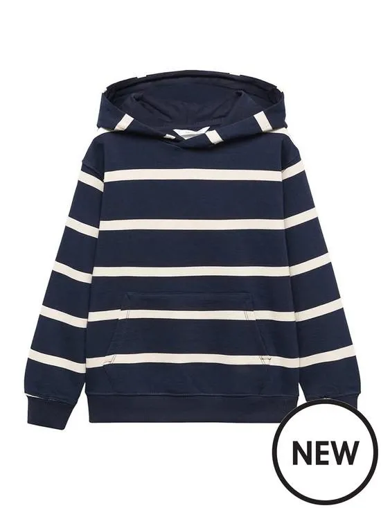 Boys Striped Hoodie - Navy