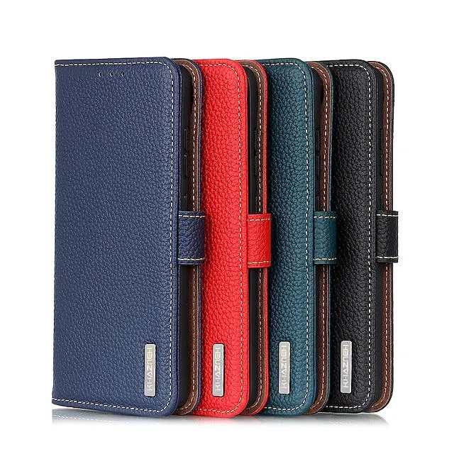 Phone Case For Apple Wallet Card iPhone 14 Pro Max 13 12 11 Pro Max Mini X XR XS 8 7 Plus Full Body Protective Magnetic Flip Kickstand Solid Colored Genuine Leather