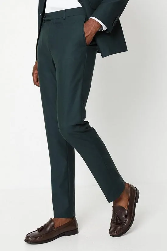 Dark Green Slim Fit Suit Trousers