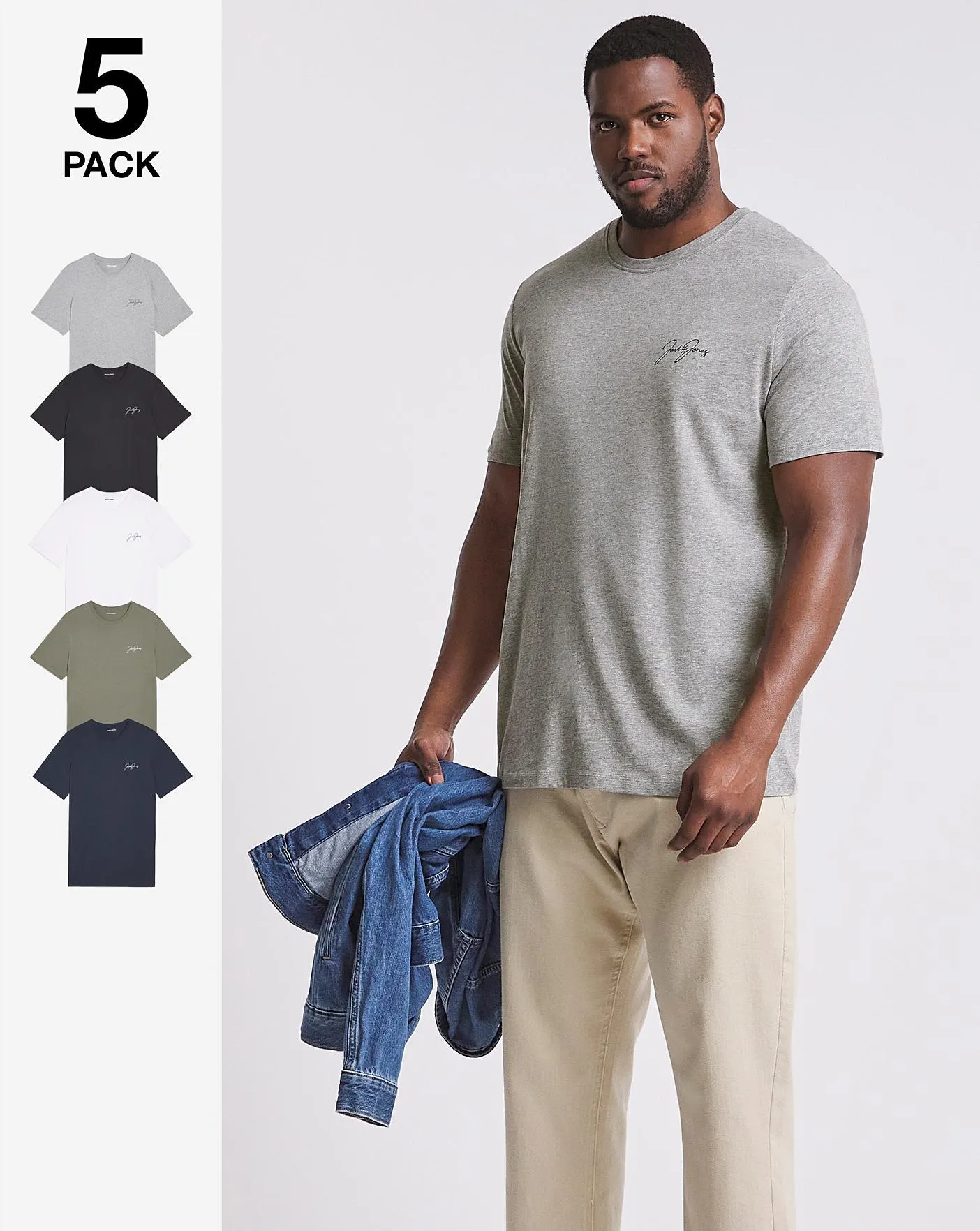 Jack & Jones Connor 5 Pack T-Shirts