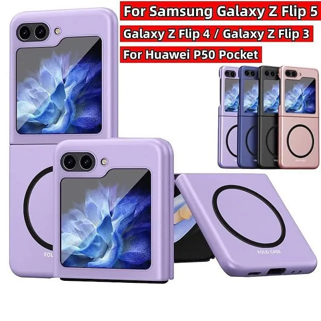 Brand New Skin-Sensitive Magnetic Case For Samsung Galaxy Z Flip 5, Hard PC Shockproof Cover For Samsung Galaxy Z Flip 4 Flip 3 / Huawei P50 Pocket.