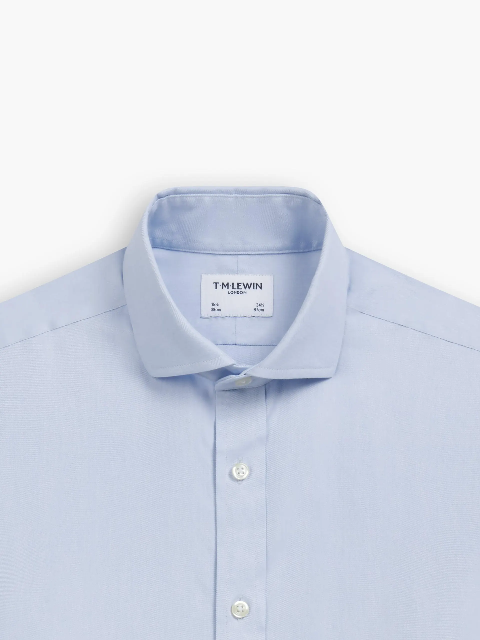 Non-Iron Light Blue Twill Super Fitted Single Cuff Classic Collar Shirt