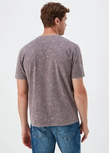 Purple Acid Wash Gas Monkey Print T-Shirt - Small