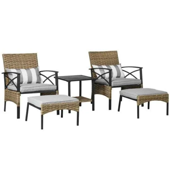 Outsunny 5Pc Rattan Garden Furniture Set , Grey