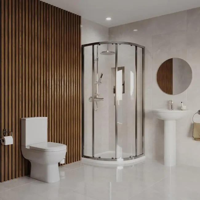 800mm Quadrant Chrome Shower Enclosure Suite with Toilet & Basin - Carina