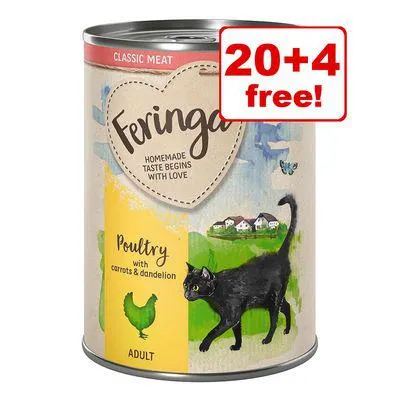 24 x 400g Feringa Classic Meat Menu Wet Cat Food - 20 + 4 Free! *