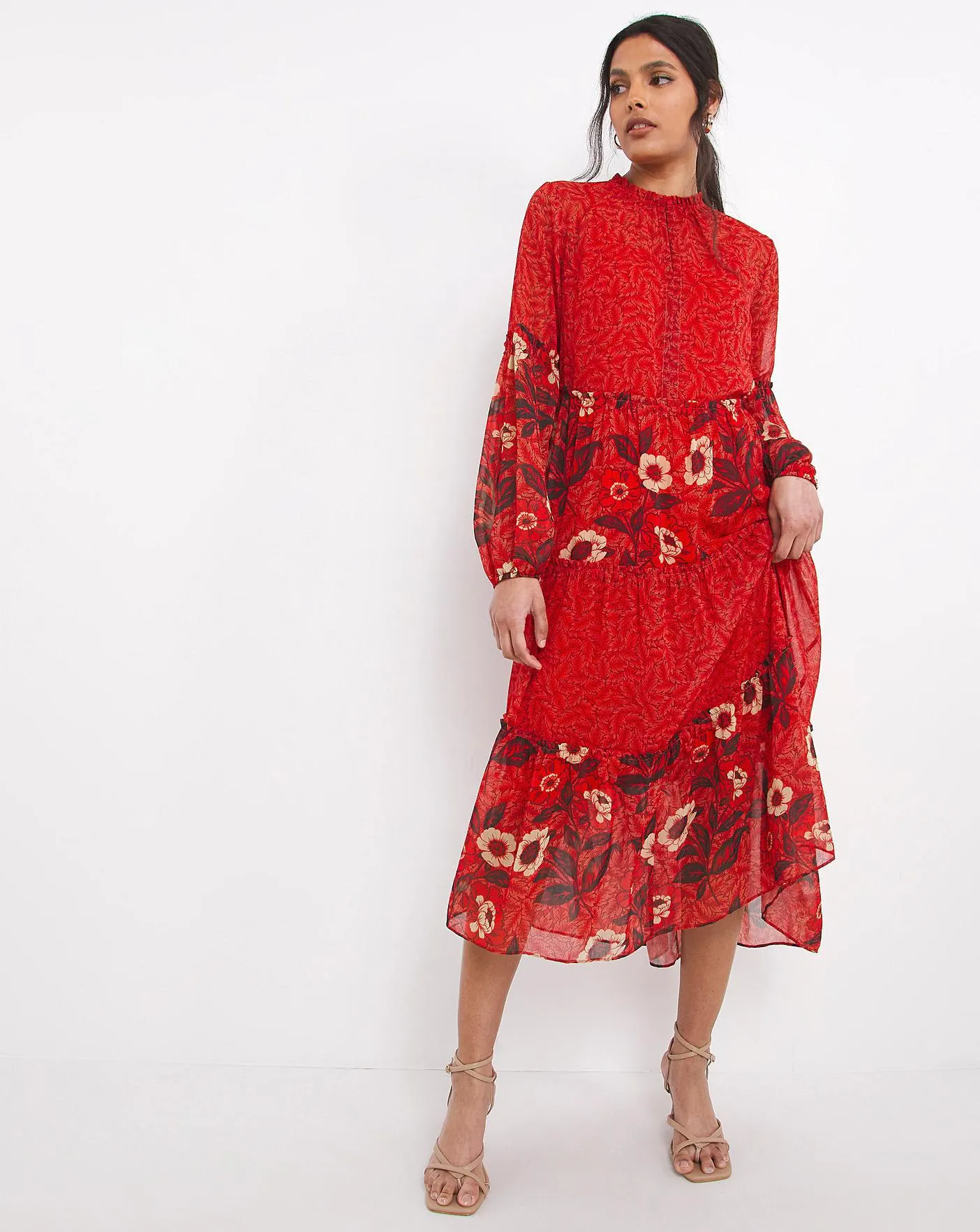 Mixed Print Maxi Dress