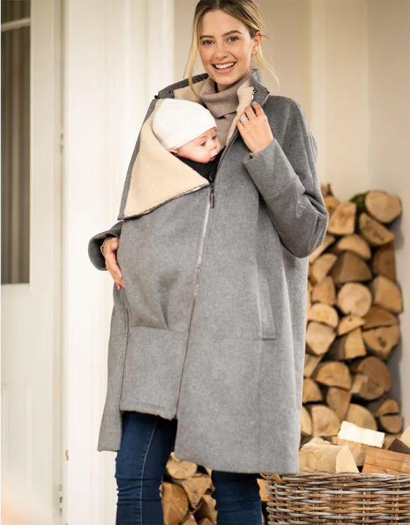 6 in 1 Grey Maternity Coat with Fleece Gilet