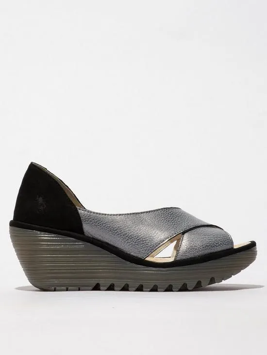 Lamar/cupido Metallic Wedge Sandal - Black