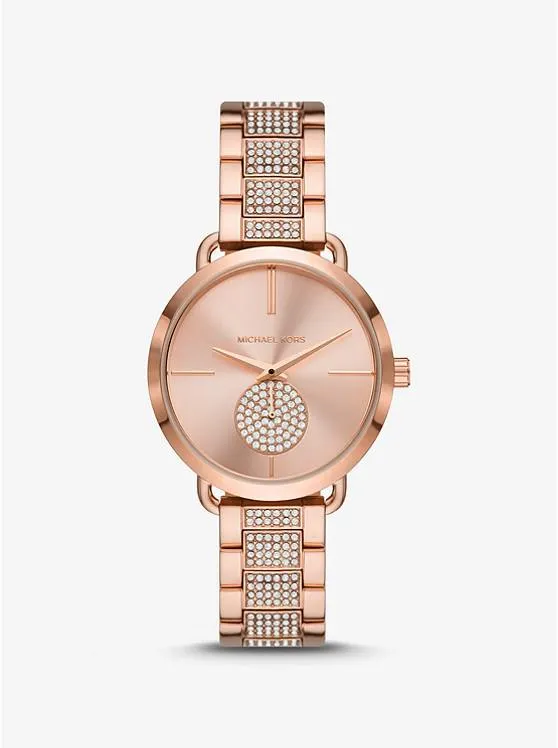 Mini Portia Pavé Rose-Gold Tone Watch