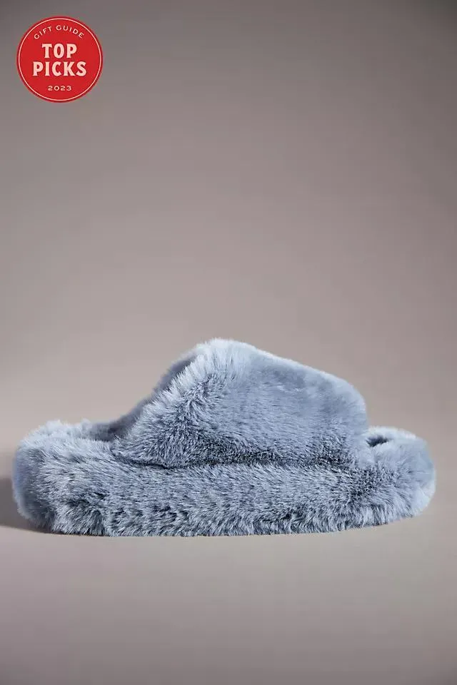 Maeve Fuzzy Faux-Fur Open-Toe Platform Slippers