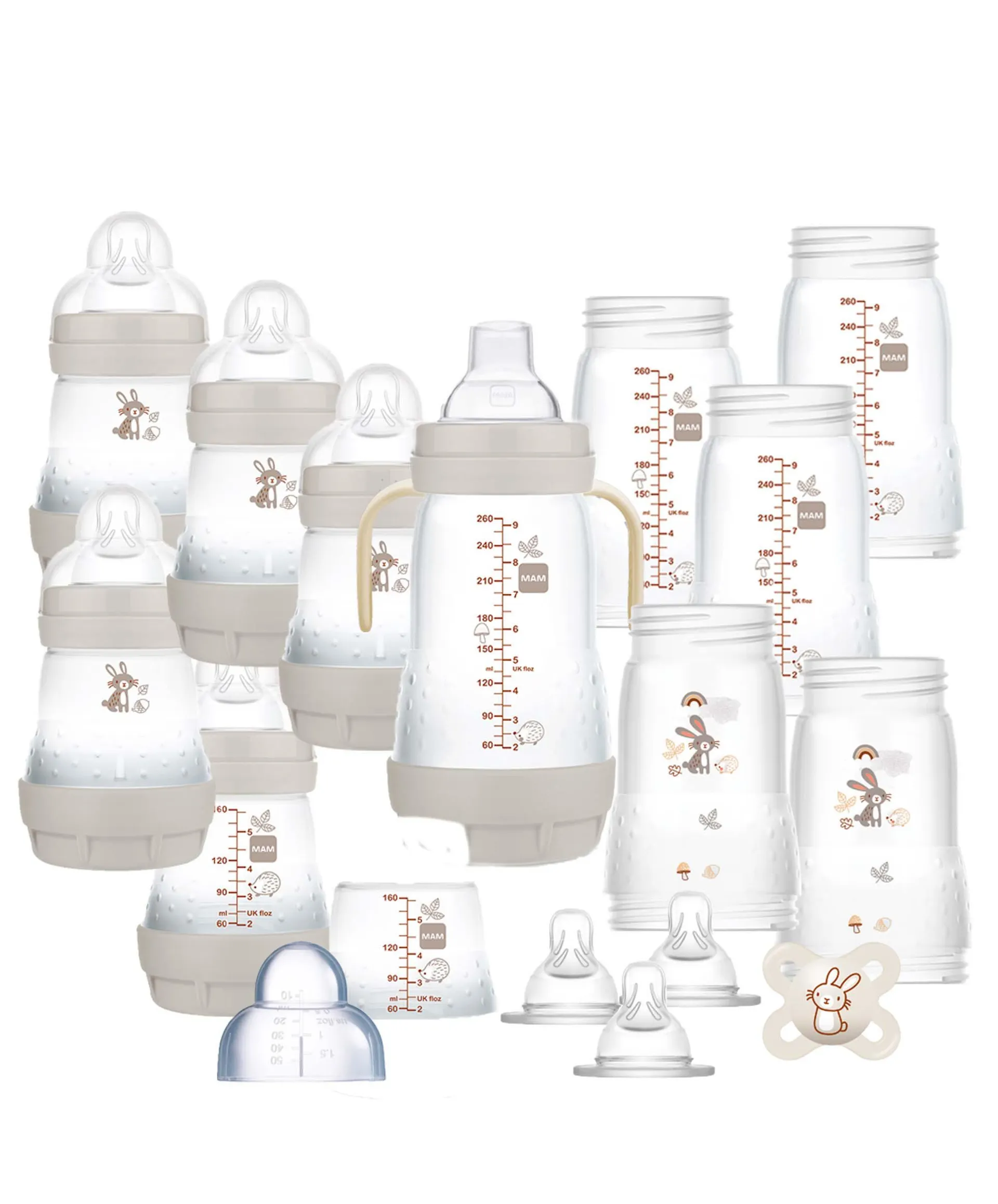 MAM Baby Easy Start Anti-Colic Self Sterilising Bottles Newborn 17 Piece Set - Matt Taupe