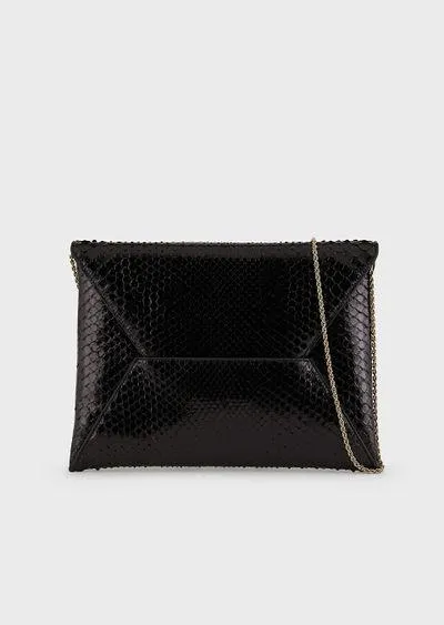 Medium python-skin clutch bag