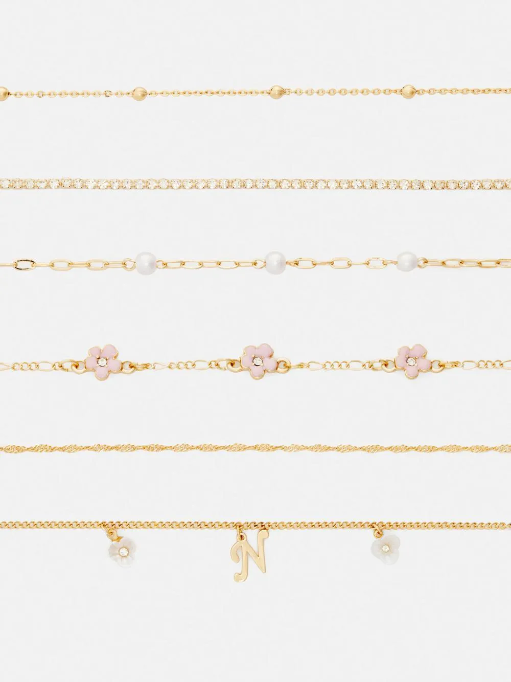 Armbänder mit Initiale, 6er-Pack