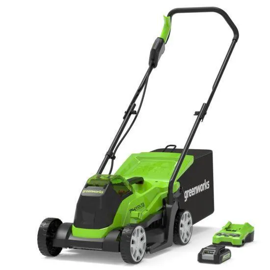 Greenworks 24V 33cm Cordless Brushless Lawnmower (2AH Battery & 2A Charger)
