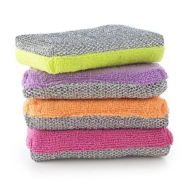 4 Lakeland Microfibre Dual Action Kitchen Sponges - Brights