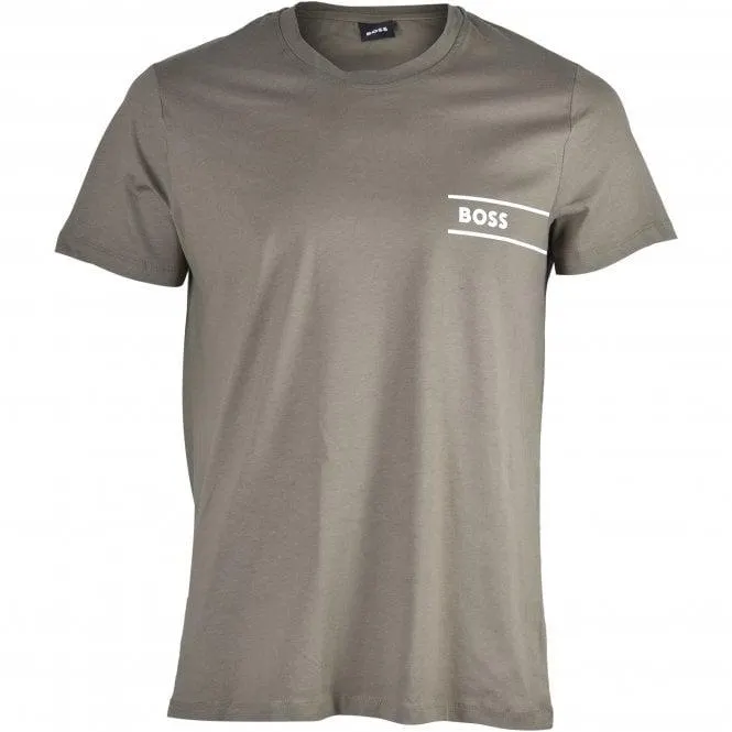Luxe Cotton 24 Crew-Neck Loungewear T-Shirt, Khaki/white