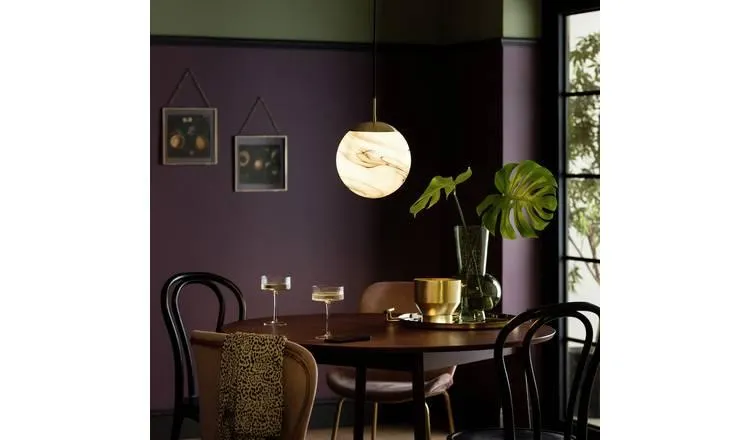 Habitat Tires Alabaster Ceiling Pendant Light -Brushed Brass