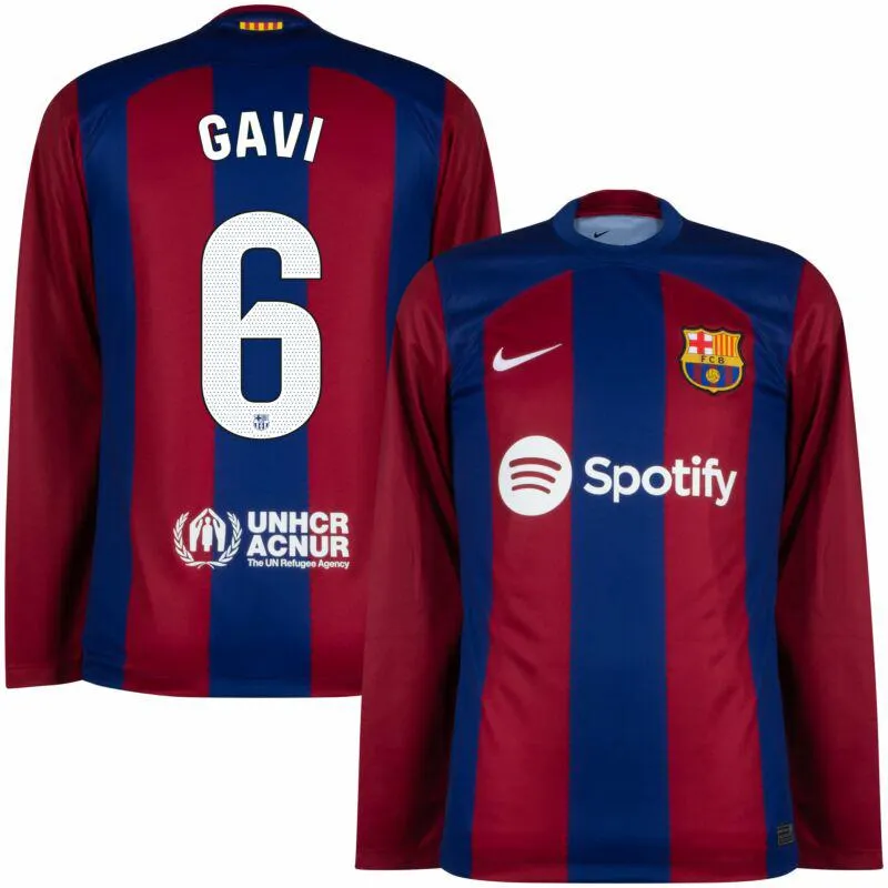Nike Barcelona Home L/S Gavi 6 Shirt 2023-2024 (La Liga)
