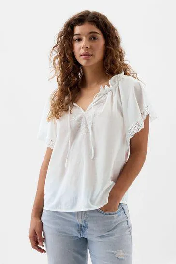 Lace Flutter Sleeve Blouse