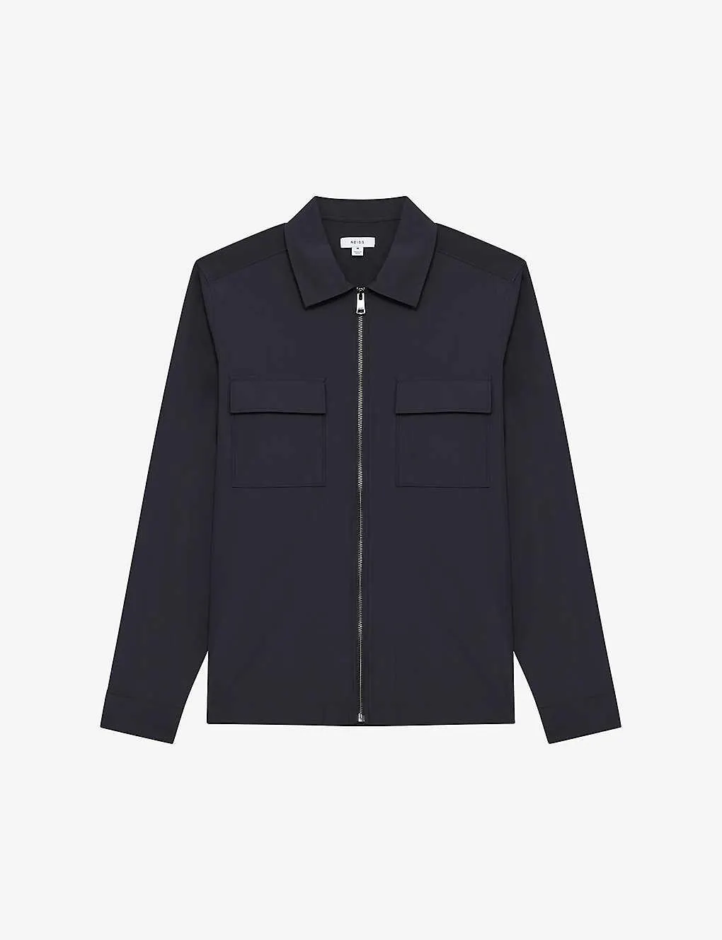 Patch-pocket slim-cut leather jacket