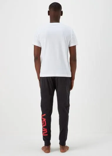White Nasa Print Long Pyjama Set - Extra Large