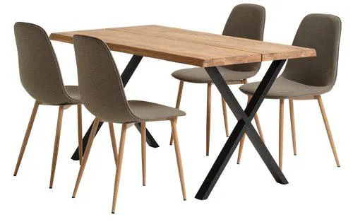 ROSKILDE L140 table natural oak + 4 BISTRUP chairs olive