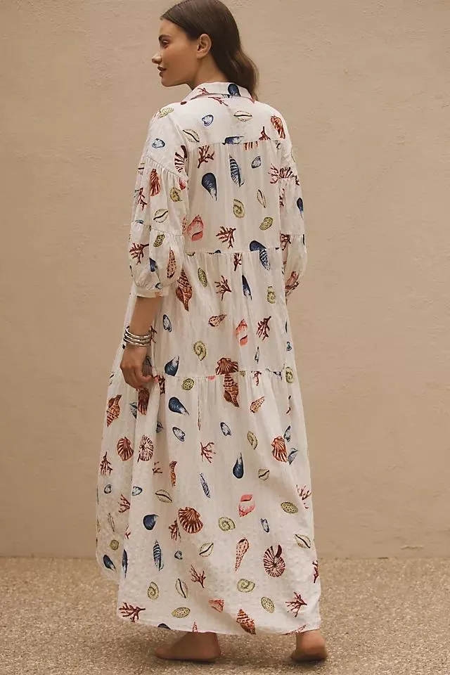 The Carolita Printed Tiered Shirt Dress