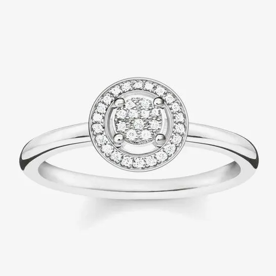 THOMAS SABO Silver Diamond Pave Halo Cluster Ring D_TR0008-725-14