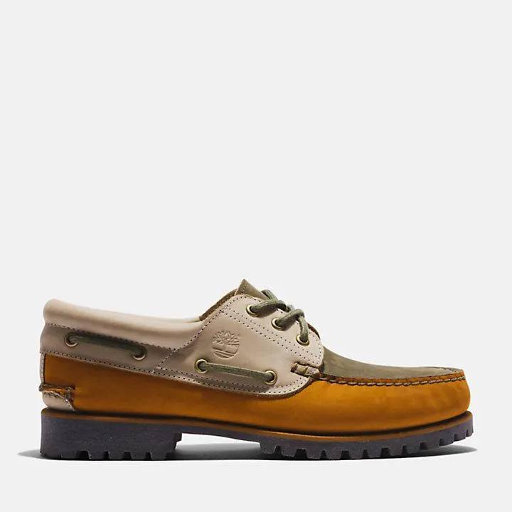 3-Eye Lug Handsewn Boat Shoe for Men in Yellow