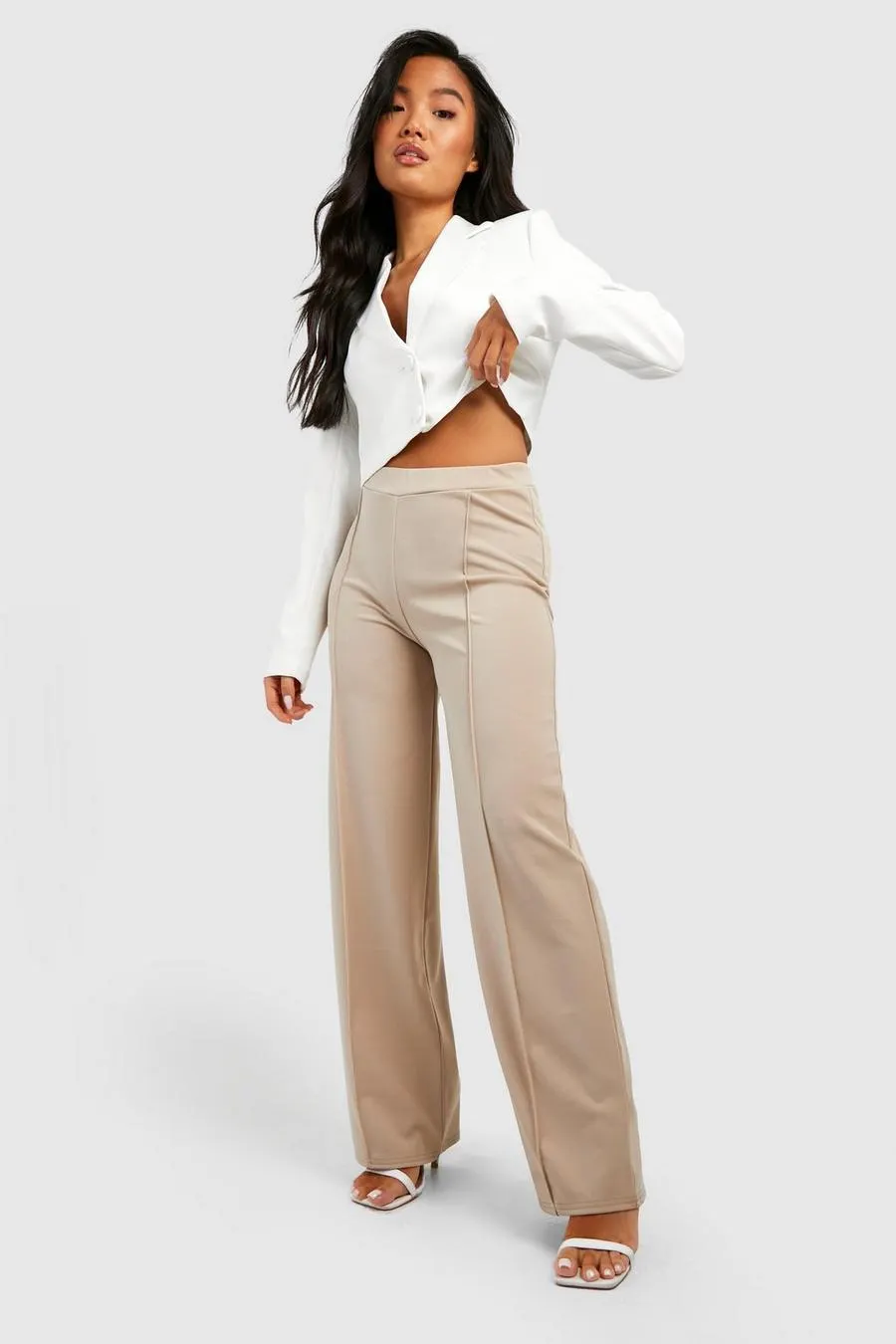 Petite High Waisted Wide Leg Trouser