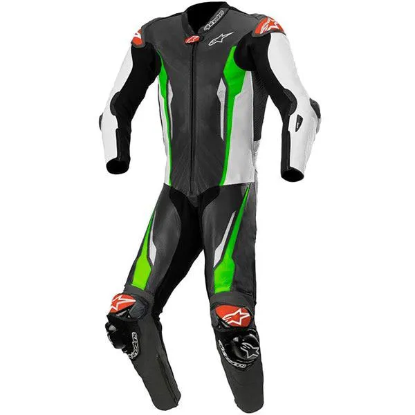 Alpinestars Racing Absolute 1 Piece Leather Suit - Black / White / Fluo Green