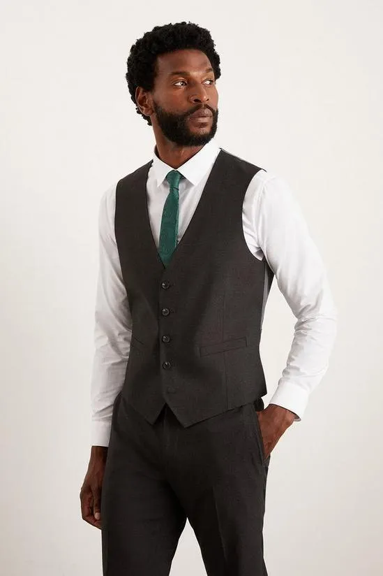 Tailored Fit Charcoal Essential Waistcoat