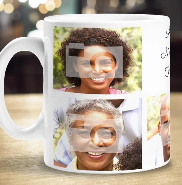 Personalised Mug - 7 Multi Photo Upload with Text White