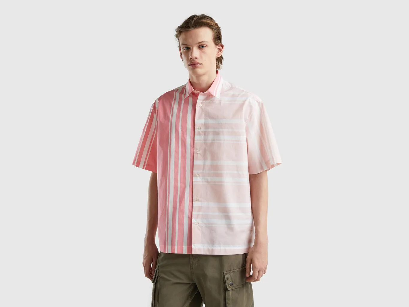Pink and light pink patchwork shirt