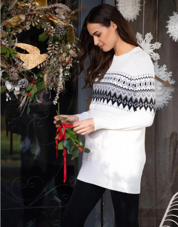 Monochrome Fair Isle Maternity & Nursing Jumper
