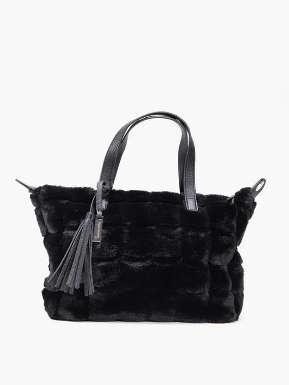 Tamaris Black Faux Fur Handbag