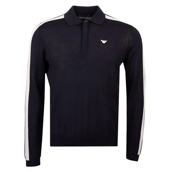 Mens Blue Knitted Quarter Zip Pullover